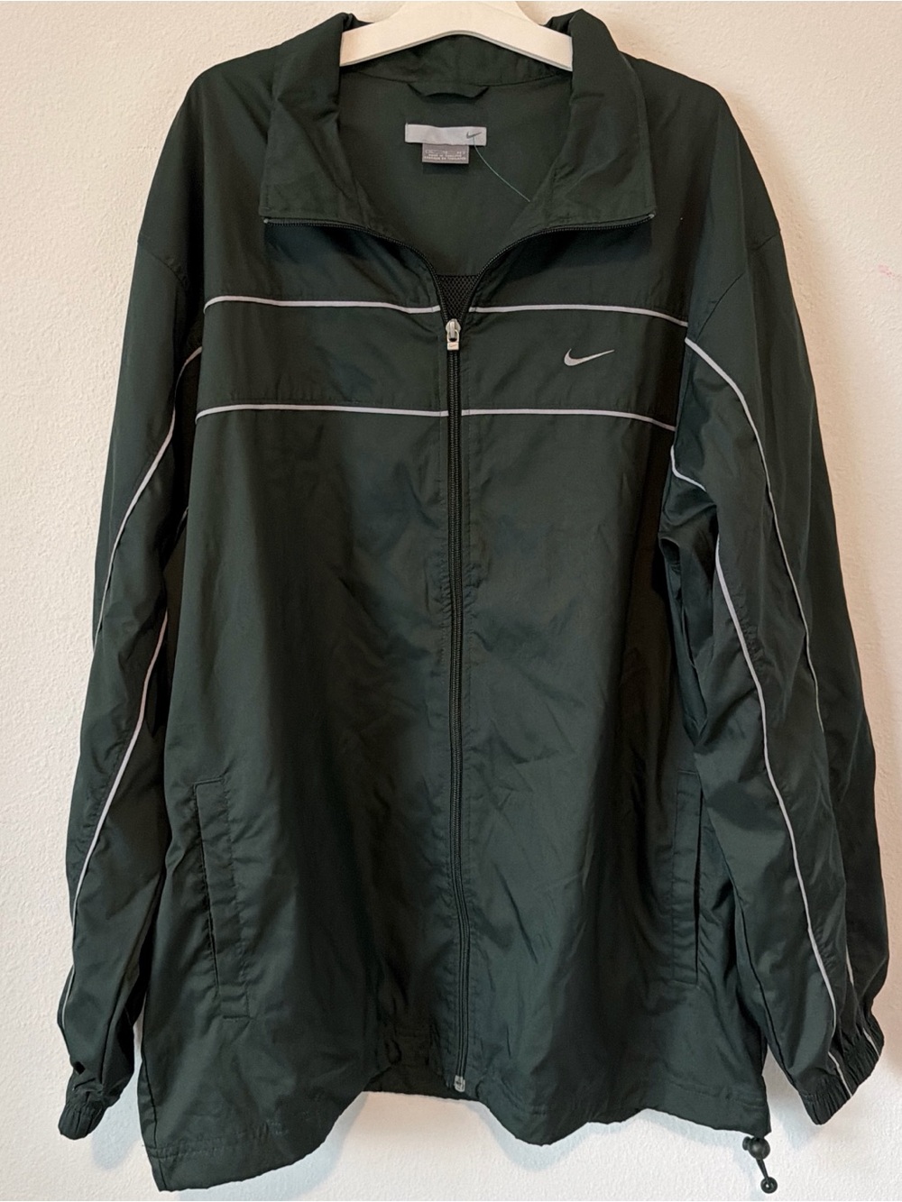 Nike Dark Green Windbreaker Jacket with White Piping